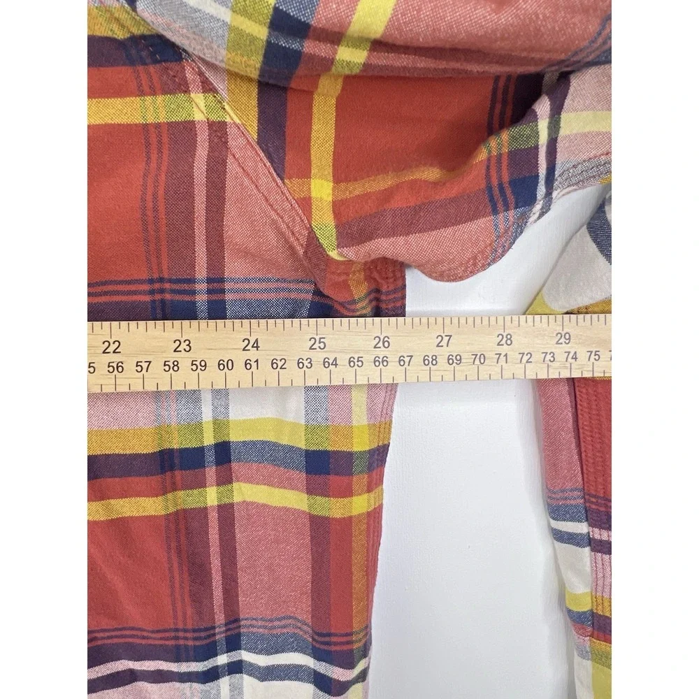 The North‎ Face Shirt Mens XXL Orange/Yellow Plaid Long Sleeve Button Down CB43
